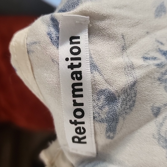 Reformation Pompadour Blue White Floral Mini Dress Cottagecore French Girl - Picture 9 of 11